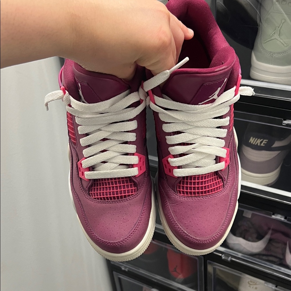 Jordan Women's Pink and White Sneakers - Picture 2 of 3